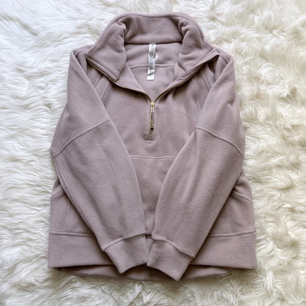 Lululemon Oversized Scuba Tumbled Fleece Funnel-Neck Half Zip Size M/L Pink - Picture 9 of 10